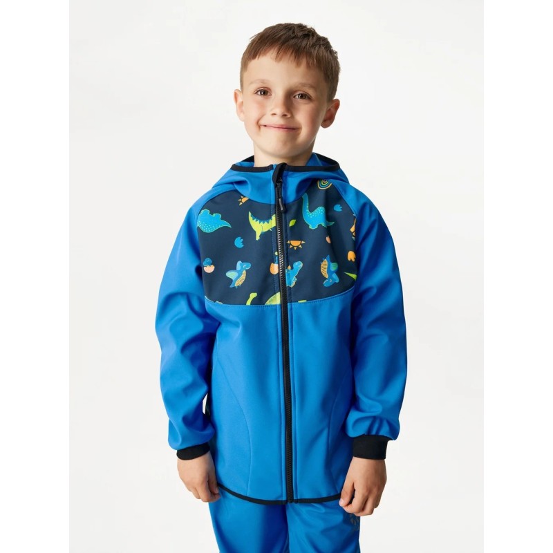 Laste softshell jope fliisvoodriga Basic, sinine-dinosaurused