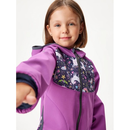 Laste softshell jope fliisvoodriga Basic, lilla/ükssarvikud