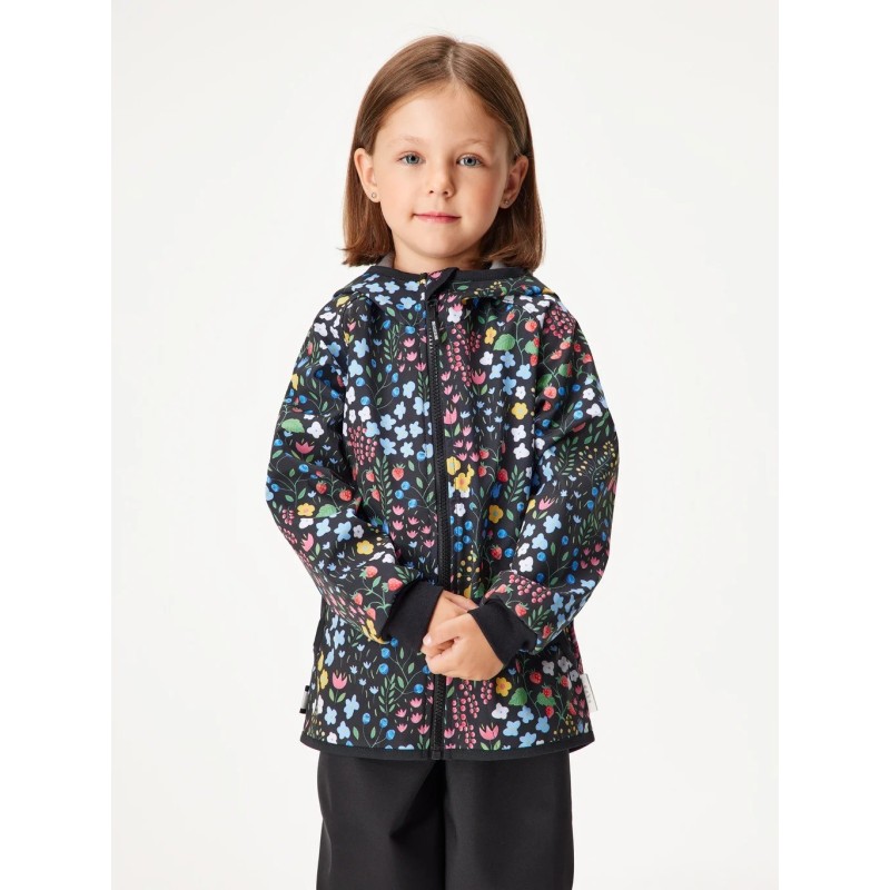 Laste softshell jope fliisvoodriga Basic, must / garden