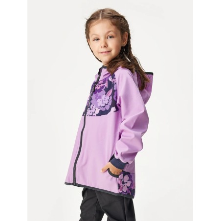 Laste softshell jope ilma voodrita, lilla-flowers