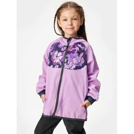 Laste softshell jope ilma voodrita, lilla-flowers
