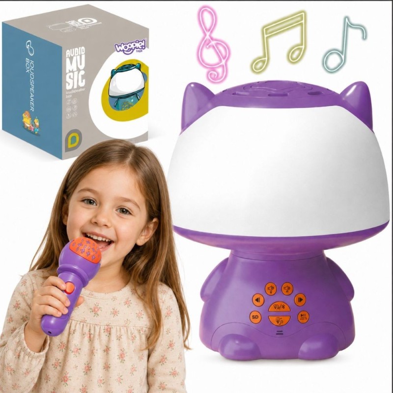 Multifunktsionaalne RGB lamp Bluetooth kõlar karaoke häälmodulaator SD-kaart AUX lilla