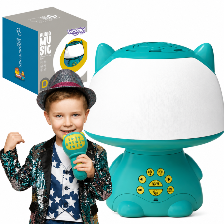 Multifunktsionaalne RGB lamp Bluetooth kõlar karaoke häälmodulaator SD-kaart AUX türkiissinine