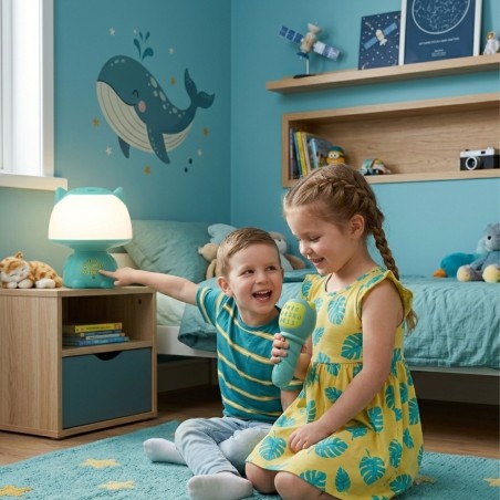 Multifunktsionaalne RGB lamp Bluetooth kõlar karaoke häälmodulaator SD-kaart AUX türkiissinine