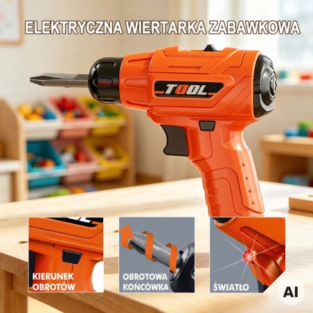 Tööriistakomplekt ümbrises, 45 tükki Little Handyman akutoitel puuri ja valgusti jaoks