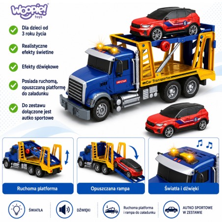 Puksiirauto transporter auto valguse heli skaalaga 1:14