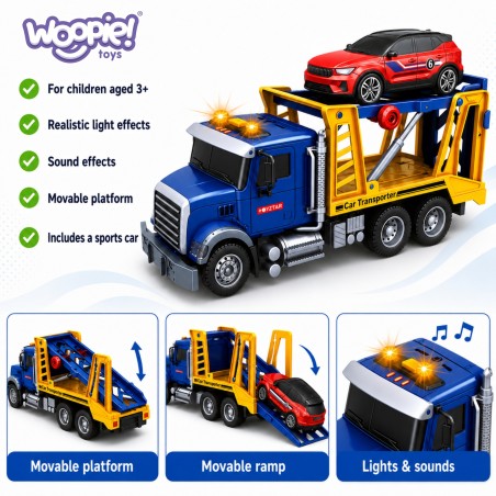 Puksiirauto transporter auto valguse heli skaalaga 1:14