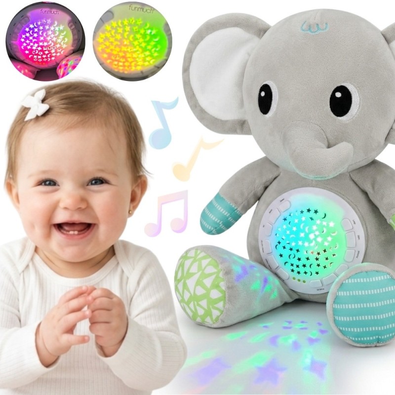 BABY Elevandi kaisukas projektori ja rahustavate helidega 12 meloodiat
