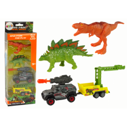 Dinosauruste komplekti auto raketi treiler