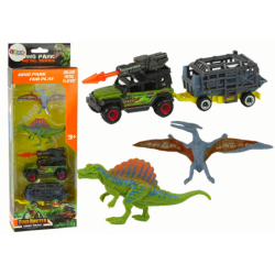 Dinosauruste komplekti auto raketihaagisega
