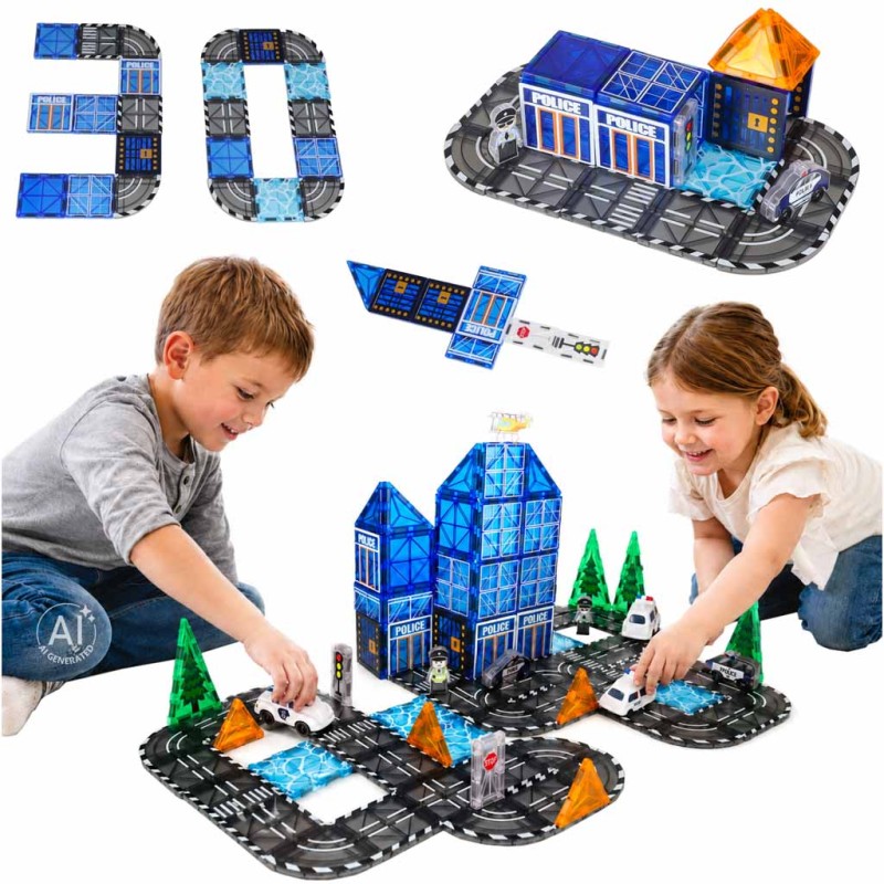 Magnetilised ehitusklotsid 3D politseiautod 91 osa