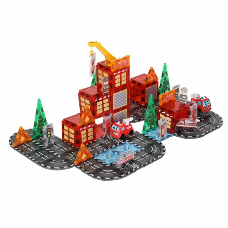 3D magnetilised ehitusklotsid tuletõrjebrigaad 2 autot 92 osa