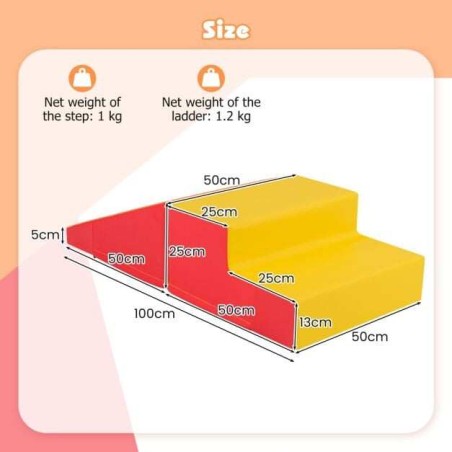 2-osaline pehme aste- ja liumägi imikutele ja väikelastele - oranž