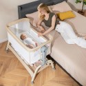 4-ühes mobiilne beebivoodi sääsevõrgu ja madratsiga ning 6 reguleeritava kõrgusega beež