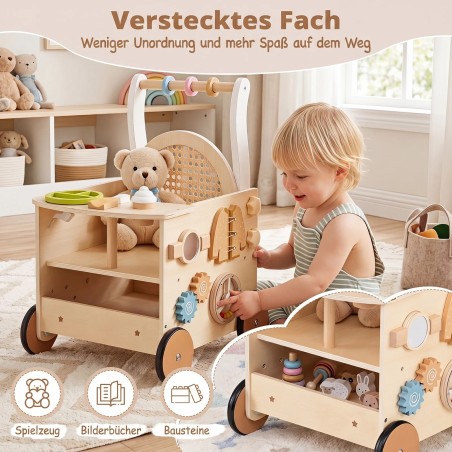 13-ühes-1-tüüpi puidust väikelapse käimistugi rataste ja hoiuruumiga