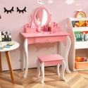 Laste tualettlaua ja tooli komplekt eemaldatava pöörleva peegliga - roosa