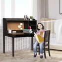 Laste kirjutuslaua ja tooli komplekt, laste kirjutuslaud tooli, sahtlite, riiulite ja kork teadetetahvel, pruun