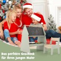 Roheline kahepoolne 2-ühes kunsti-molbert lastele koos tabureti ja paberirullihoidikuga