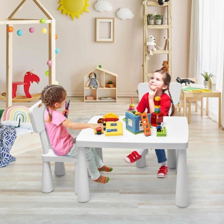 3-osaline väikelaste mitmekülgne  valge laua- ja toolikomplekt