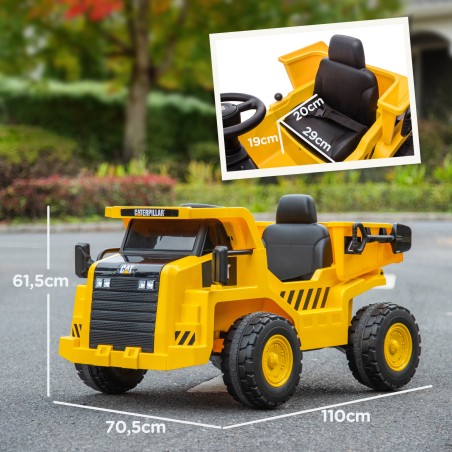 Elektriline Caterpillari lasteekskavaator-kallur puldiga, 3–5 km/h, kollane