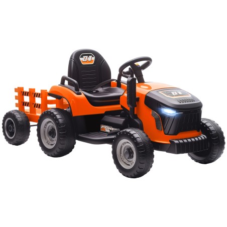 Elektriline lastetraktor puldi ja pehme käivitusega, 3–8-aastastele, oranž