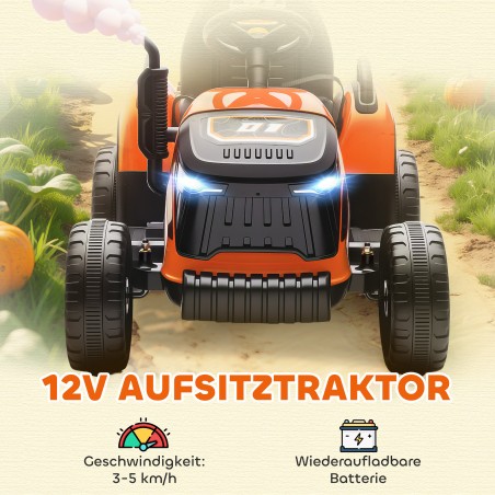 Elektriline lastetraktor puldi ja pehme käivitusega, 3–8-aastastele, oranž