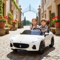 Valge Maserati elektriauto lastele, 2-kohaline, 12 V, puldi ja LED-tuledega