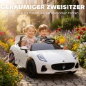 Valge Maserati elektriauto lastele, 2-kohaline, 12 V, puldi ja LED-tuledega