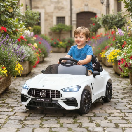 Laste elektriauto Mercedes AMG disainiga, 12 V, puldi ja LED-tuledega, valge