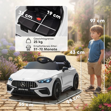Laste elektriauto Mercedes AMG disainiga, 12 V, puldi ja LED-tuledega, valge