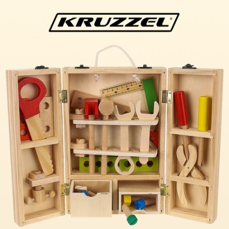 Kast + puidust tööriistade komplekt 