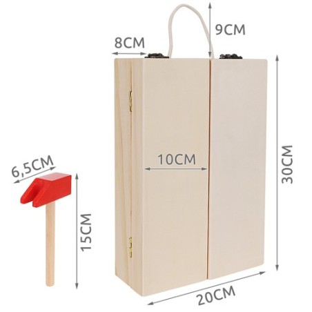 Kast + puidust tööriistade komplekt 