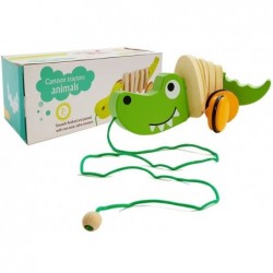 Puidust krokodill ratastel 18cm