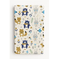 Kummiga voodilina 120x60 cm,  navy blue bears