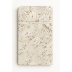 Kummiga voodilina 120x60 cm, peonies beige