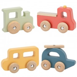 Puidust värviliste sõidukite komplekt 4 tk