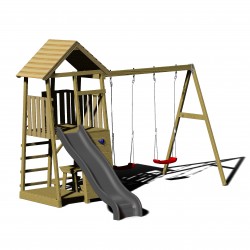 Mänguväljak Junior J9 hall (liumägi+ronimissein+topelt kiik+piknikupink)