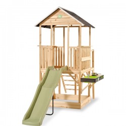 EXIT Panorama 550 puidust mängumaja liumäe, mudaköögi ja liivakastiga