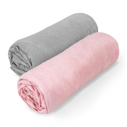 Kummiga voodilinad, 2 tk, roosa/hall