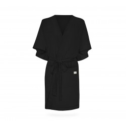 Hommikumantel / kimono, linane, must