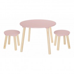 Laste laud ja 2 tooli, roosa