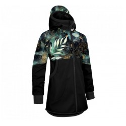 Laste softshell mantel fliisvoodriga, black/leaves