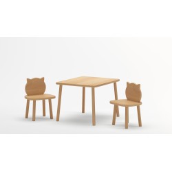 Laste puidust laua ja toolide komplekt Kitten