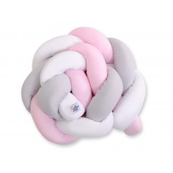 Punutud voodipehmendus 180 cm, valge/hall/roosa