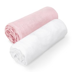 Kummiga voodilinad 60x120, 2 tk, roosa/valge