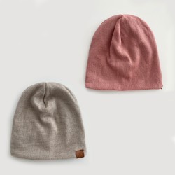Meriino kahepoolne müts, beež/roosa