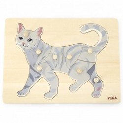 VIGA puidust Montessori nuppudega pusle kass