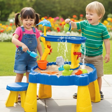 XL veelaud tooliga 2 in 1 Dolphin Sandbox 12 osa