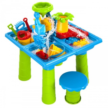 Veelaud 2in1 liivakast tooliga XL Aquapark 4-basseinid 13 aksessuaari