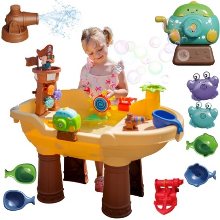 2-in-1 veelaud, piraadilaeva liivakast, XL koos mullimasinaga